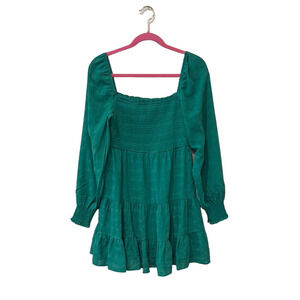 Finn & Clover long sleeve green mini dress, large